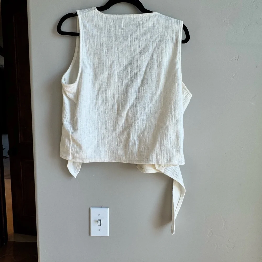 Madewell Wrap Vest Cottagecore Coastal Boho Tie Top L Clean Girl Summer - Picture 6 of 6